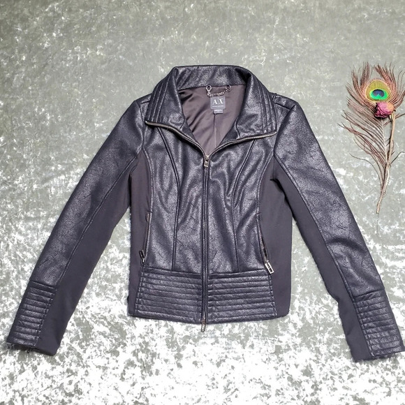 Armani Exchange Black Moto Jacket